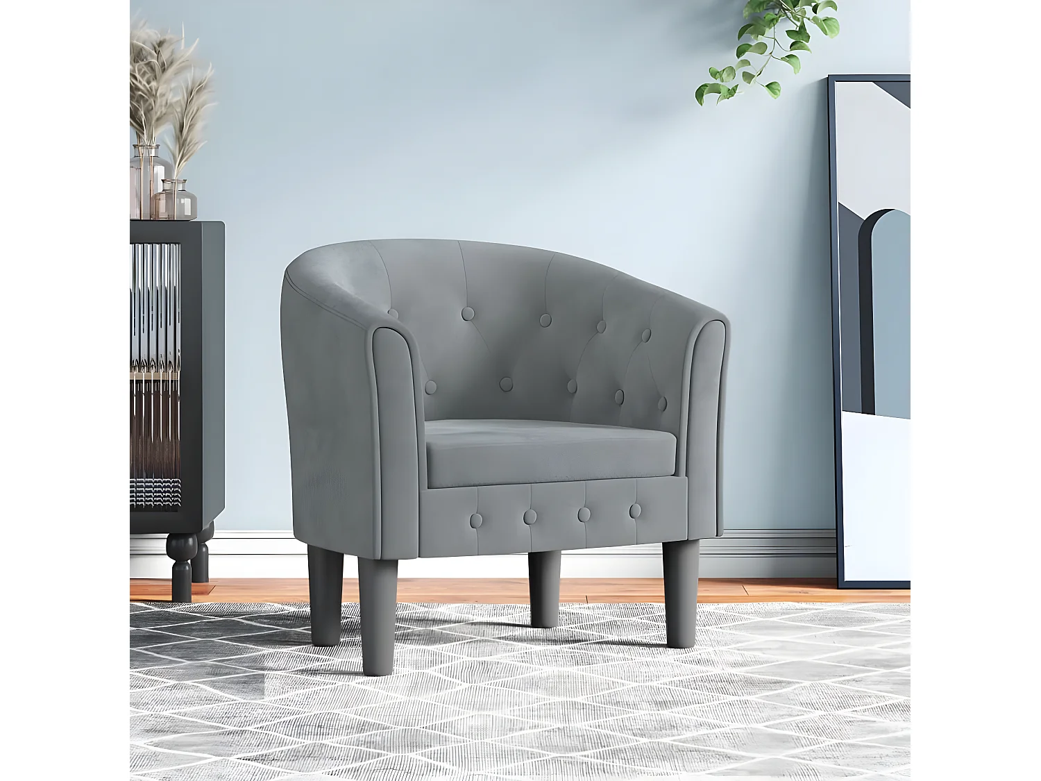 Poltroncina trasformabile in velluto grigio scuro