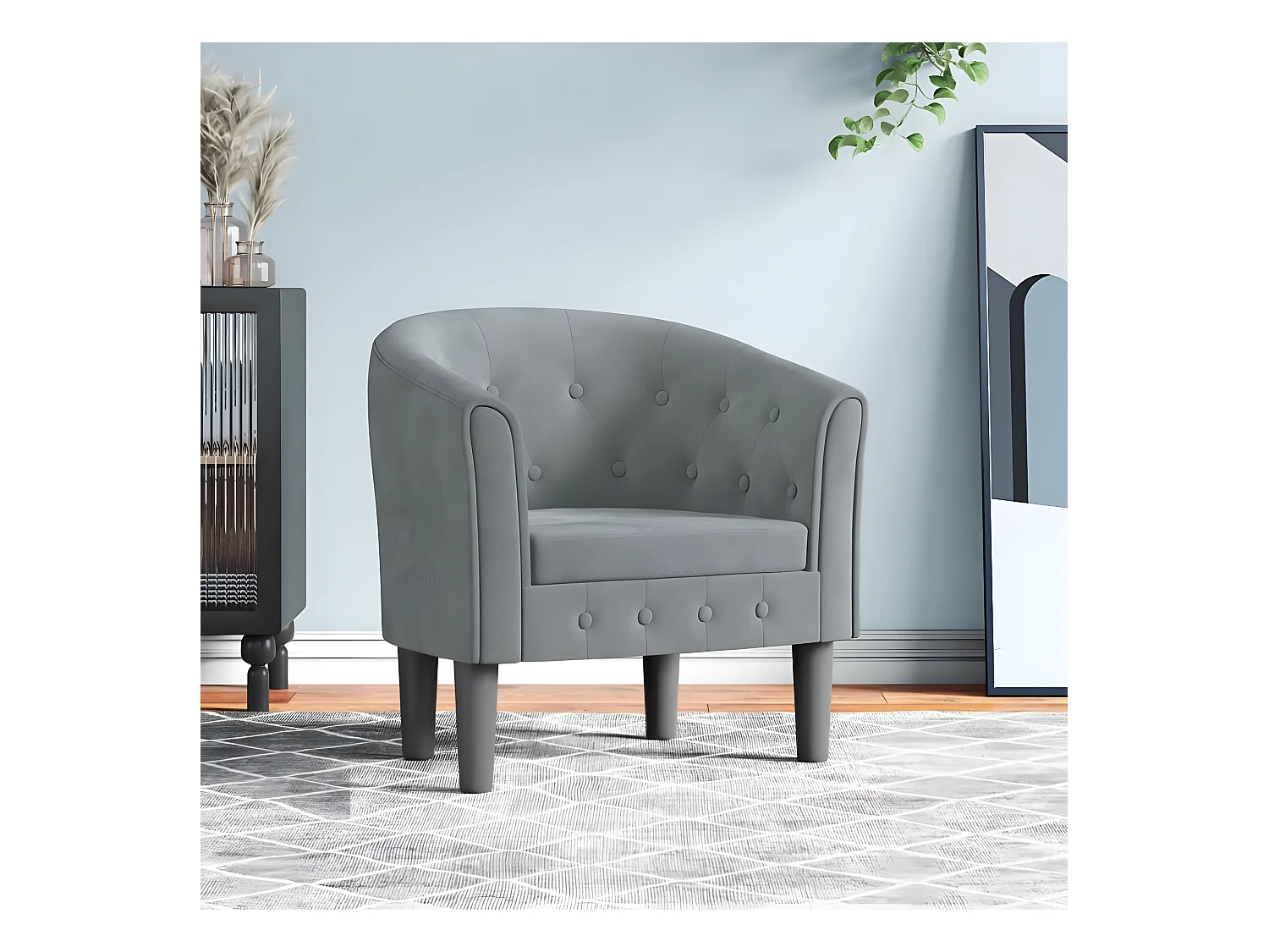 Fauteuil cabriolet gris foncé velours