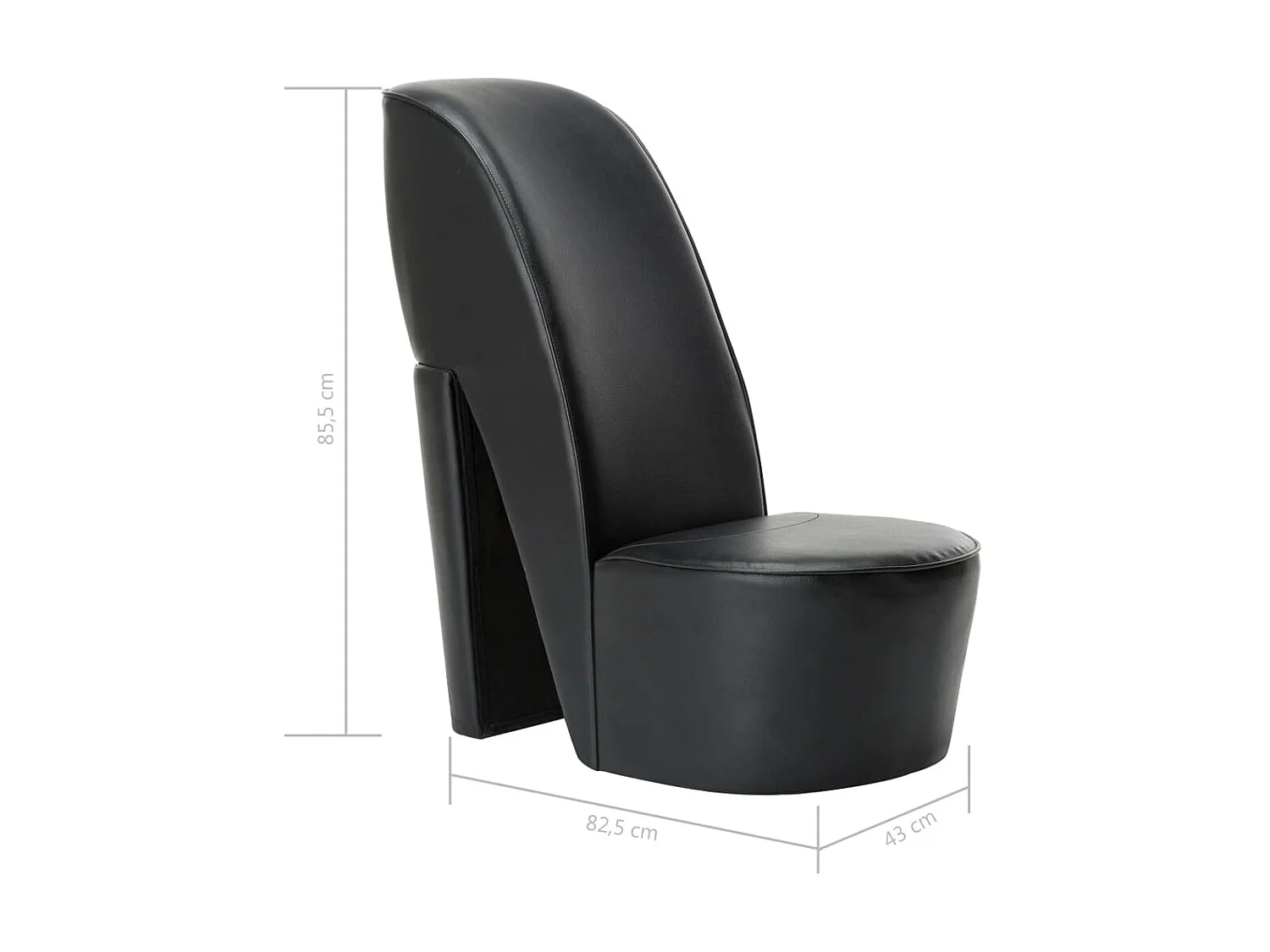 Chaise en forme de chaussure à talon haut Noir Similicuir