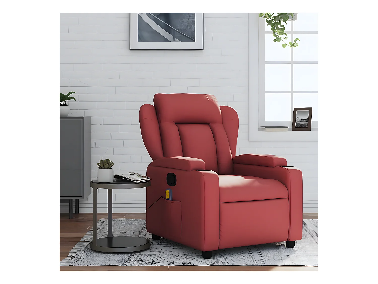 Fauteuil de massage inclinable Rouge bordeaux Similicuir