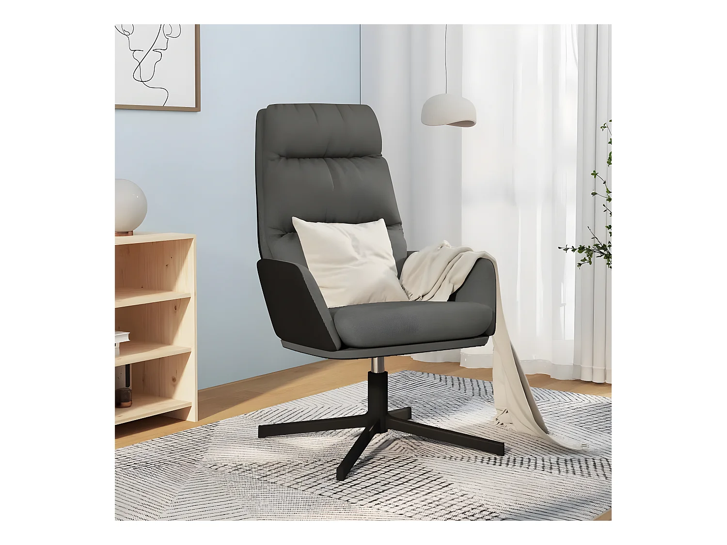 Chaise de relaxation Gris foncé Tissu
