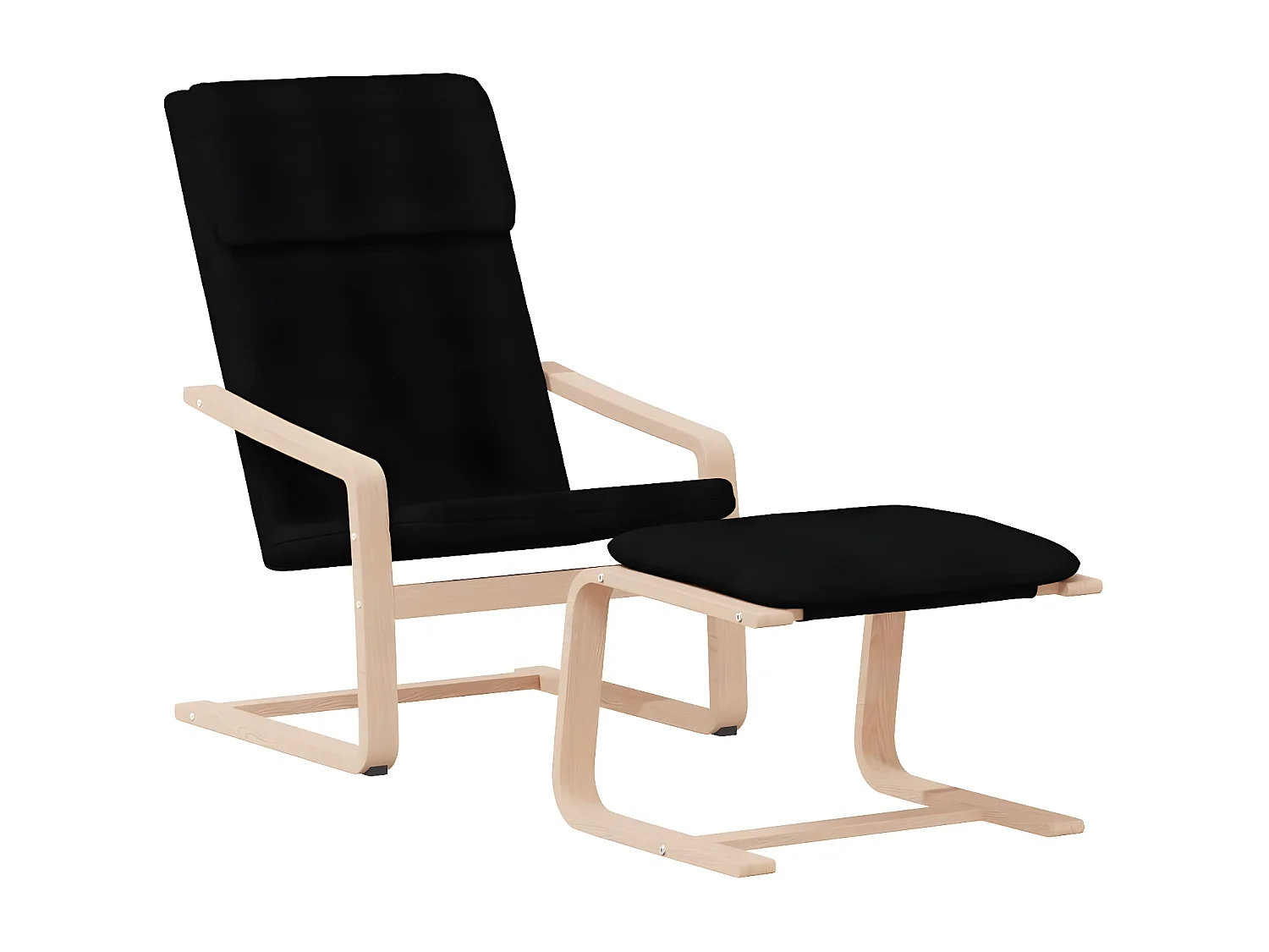 Chaise de relaxation avec repose-pied Noir Tissu
