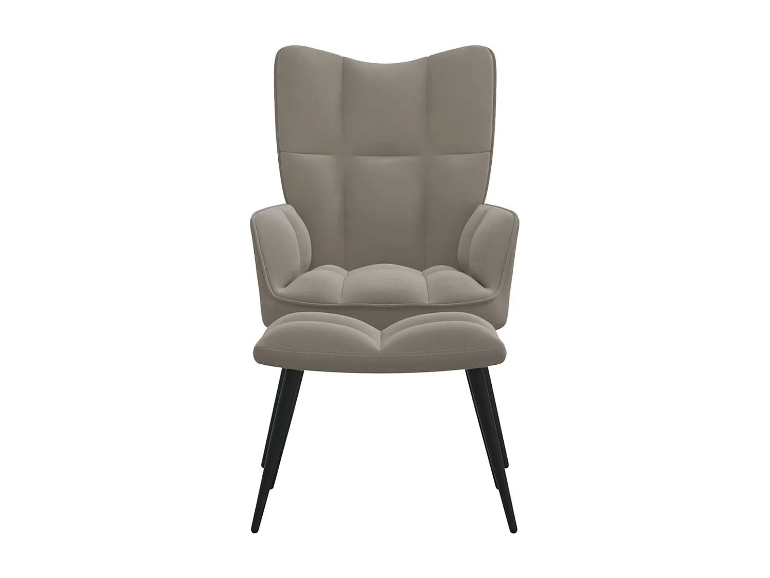 Chaise de relaxation avec repose-pied Gris clair Velours