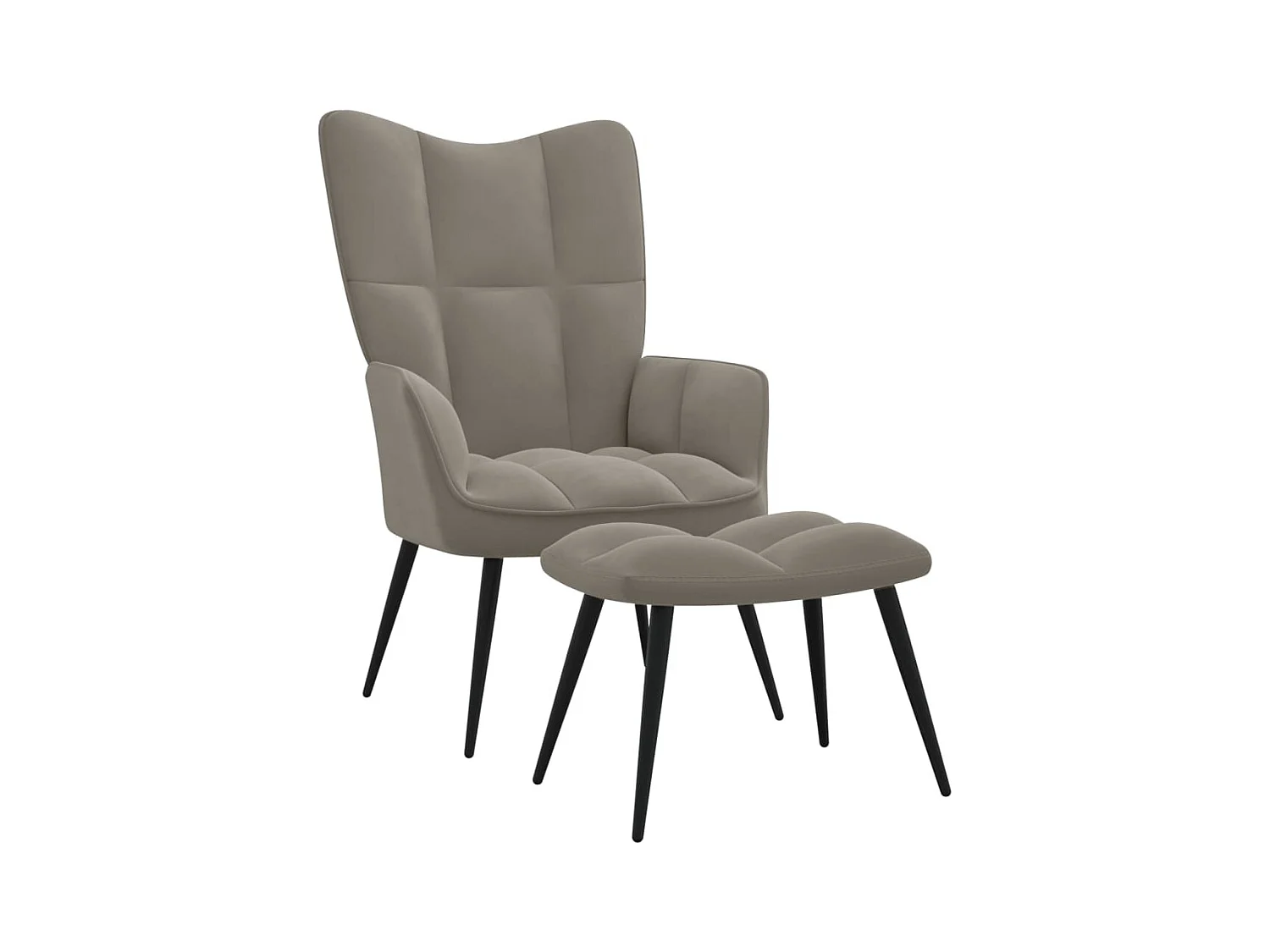 Chaise de relaxation avec repose-pied Gris clair Velours