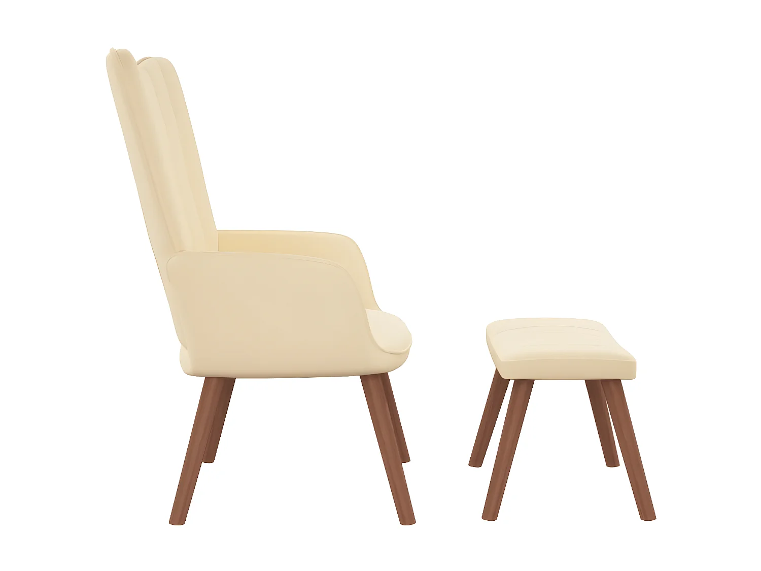 Chaise de relaxation avec repose-pied Blanc crème Velours