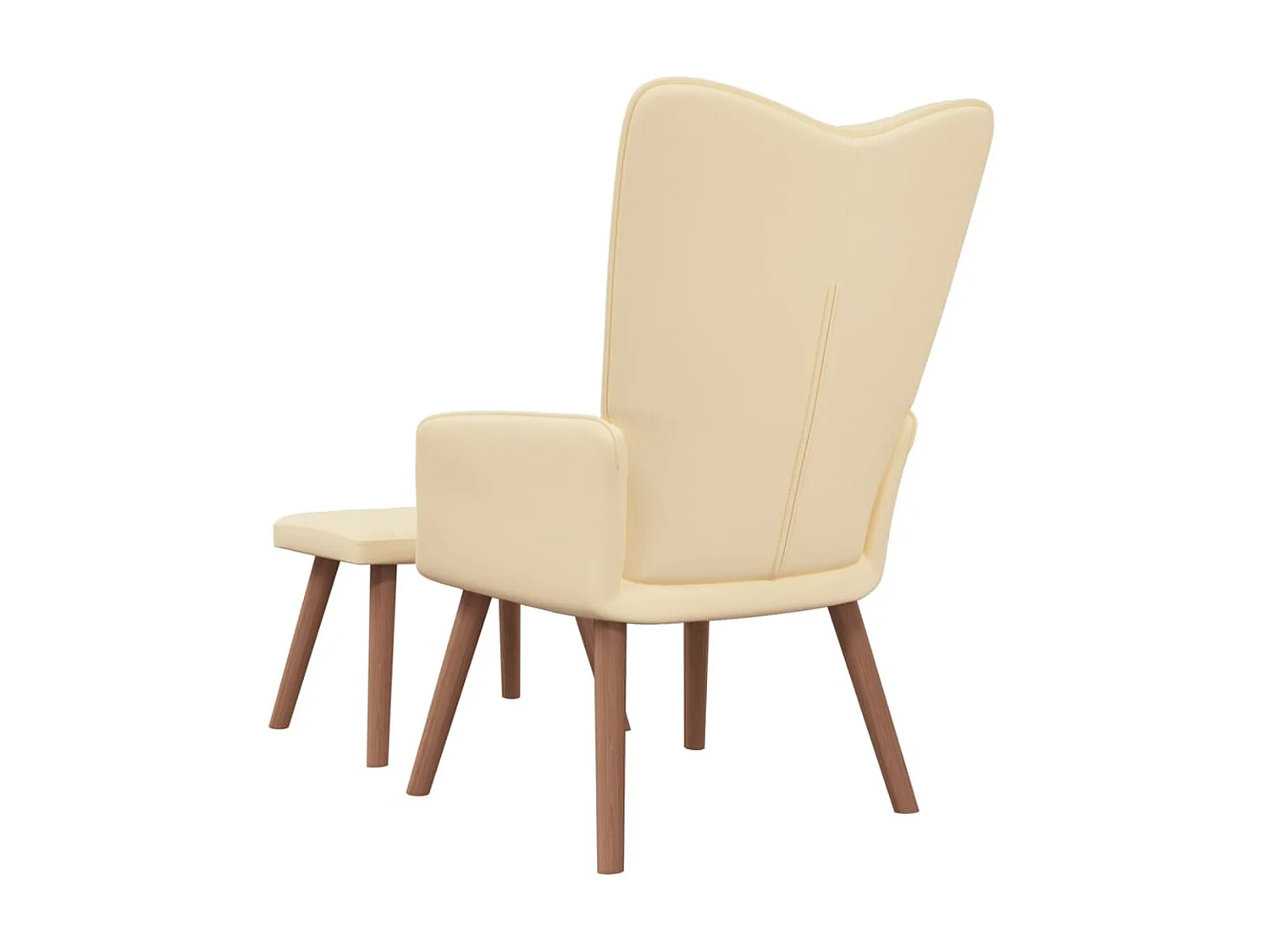 Chaise de relaxation avec repose-pied Blanc crème Velours