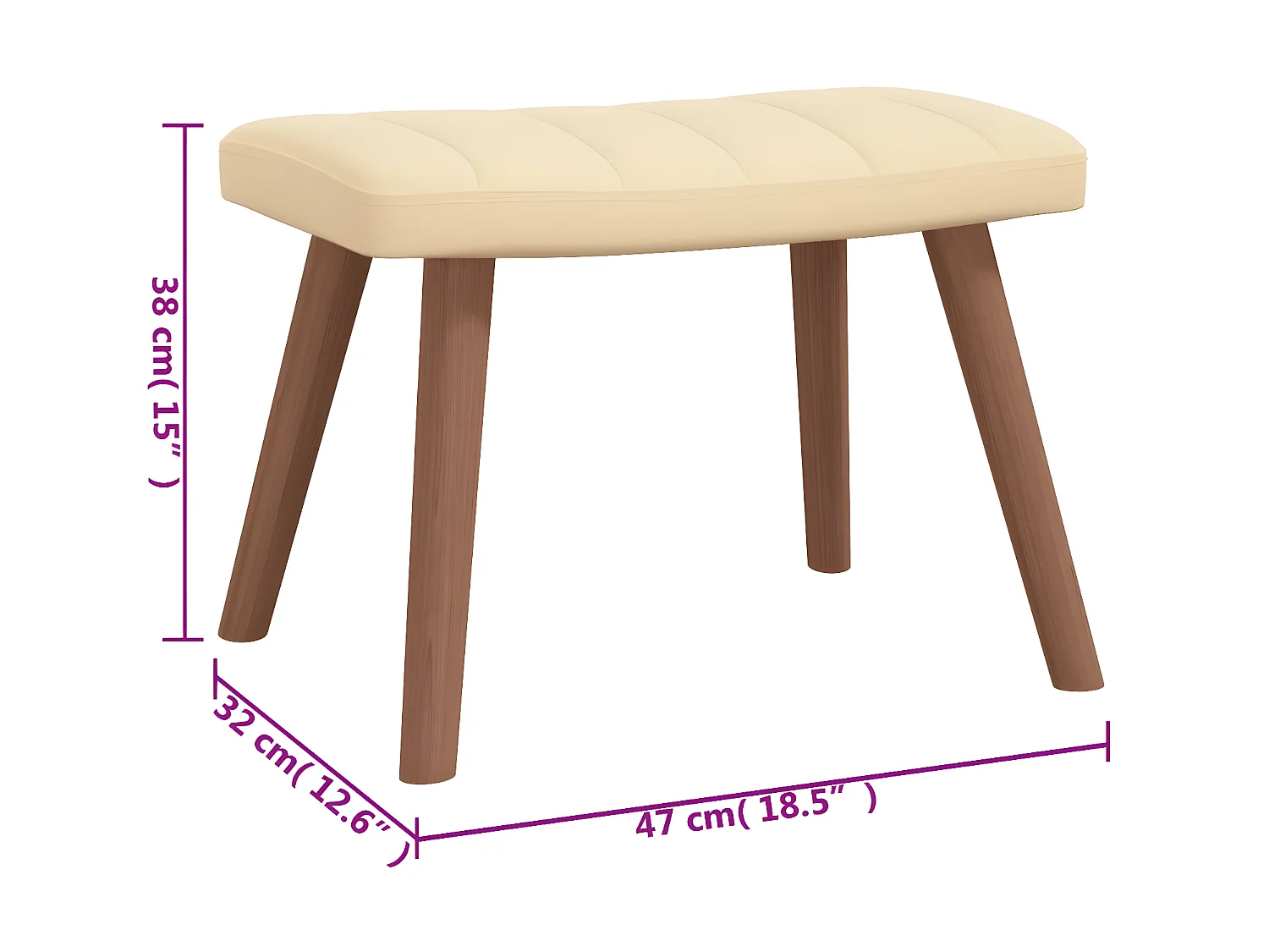 Chaise de relaxation avec repose-pied Blanc crème Velours