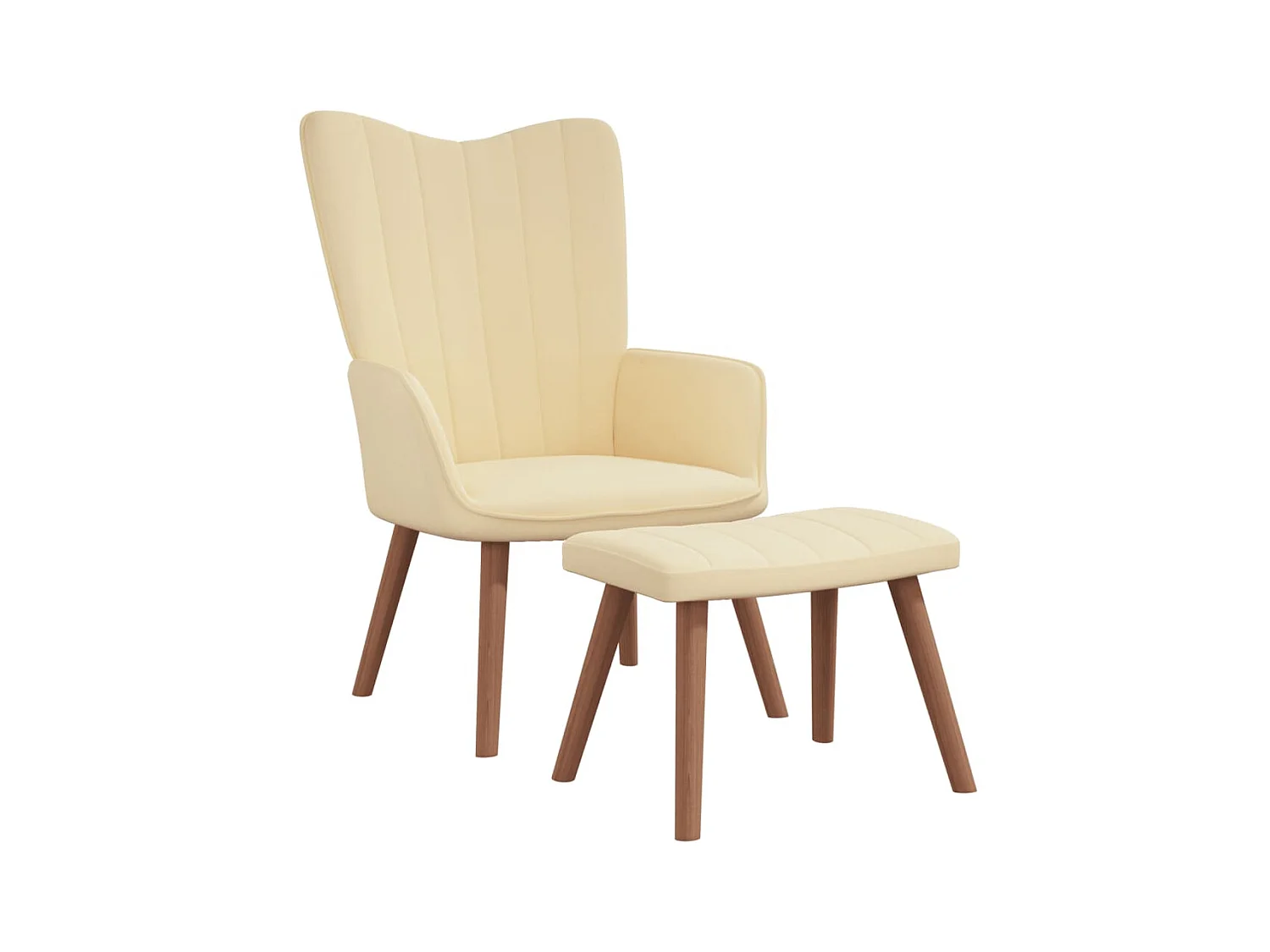 Chaise de relaxation avec repose-pied Blanc crème Velours