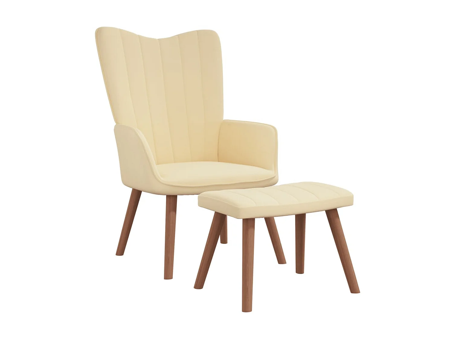 Chaise de relaxation avec repose-pied Blanc crème Velours