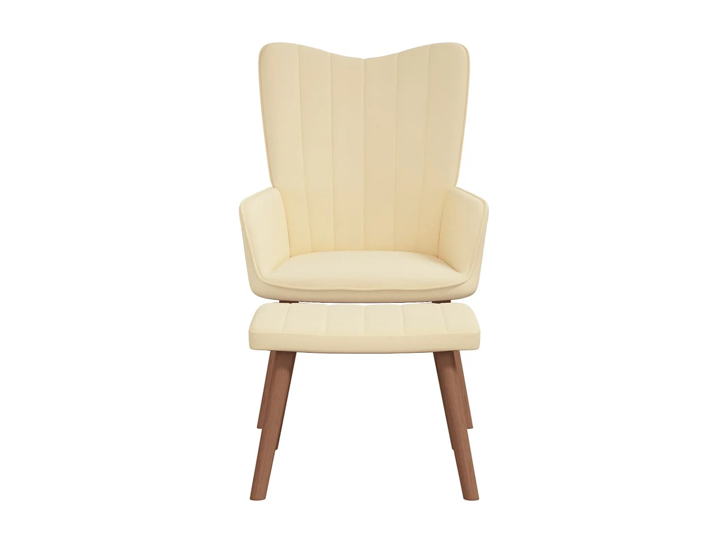 Chaise de relaxation avec repose-pied Blanc crème Velours