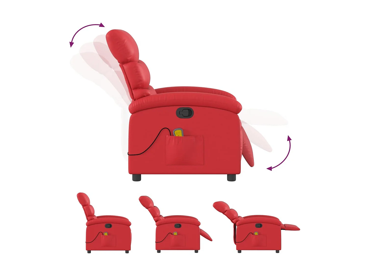 Sillón de masaje reclinable de polipiel rojo