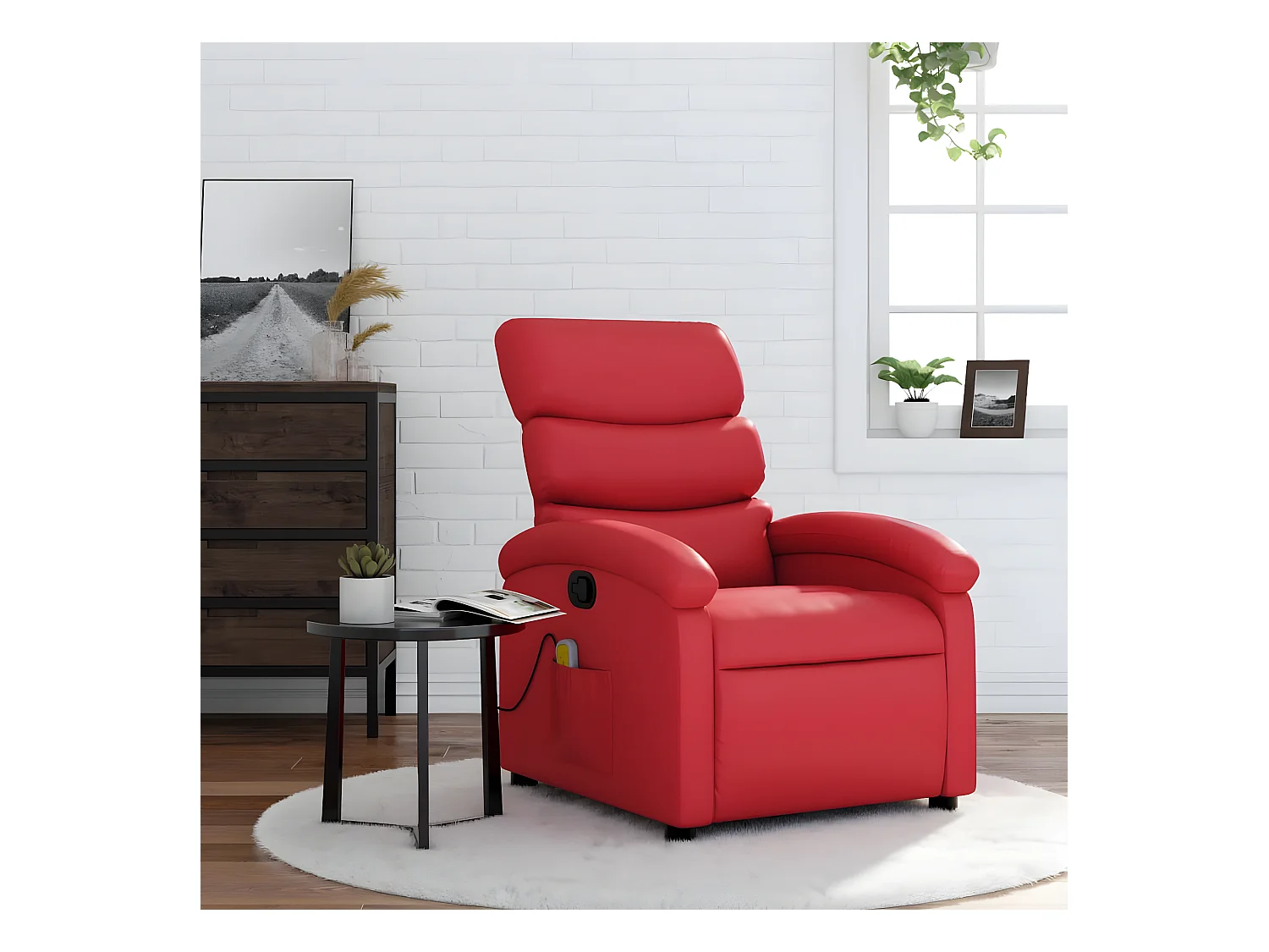 Fauteuil de massage inclinable rouge similicuir
