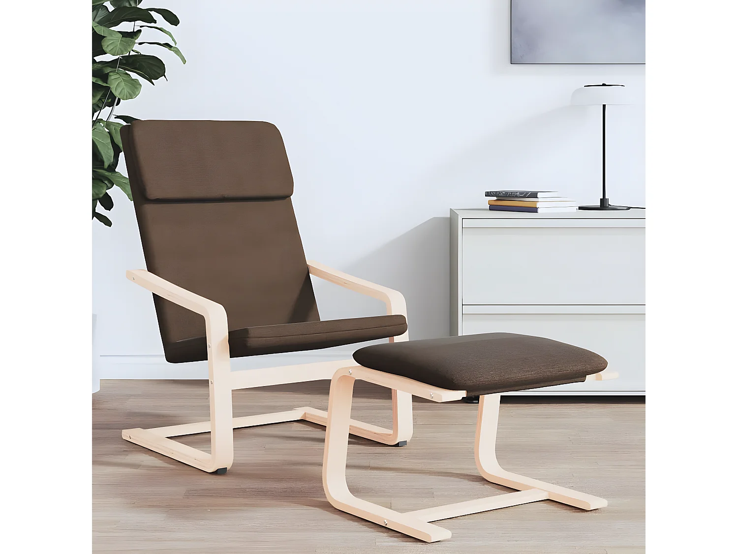 Chaise de relaxation Marron foncé Tissu