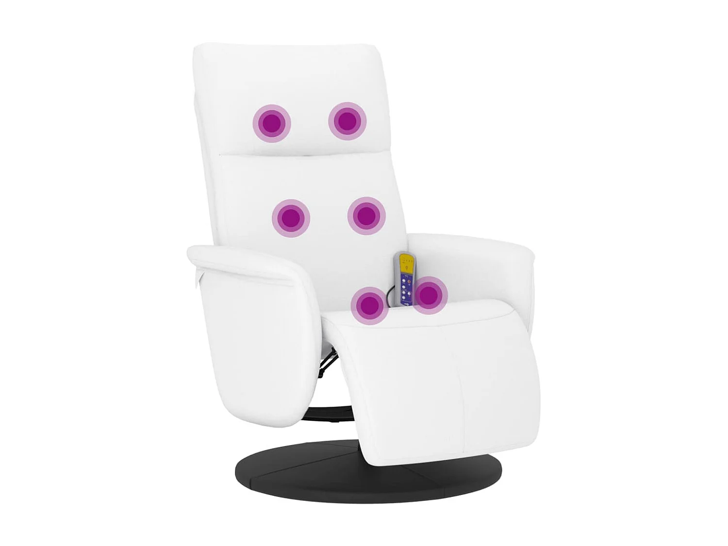 Fauteuil inclinable de massage repose-pieds blanc similicuir