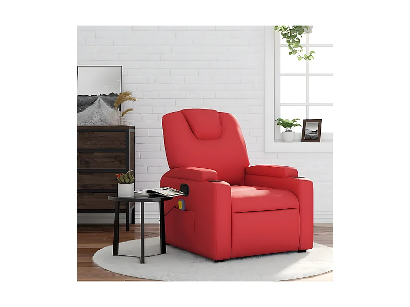 Poltrona massaggiante reclinabile in similpelle rossa