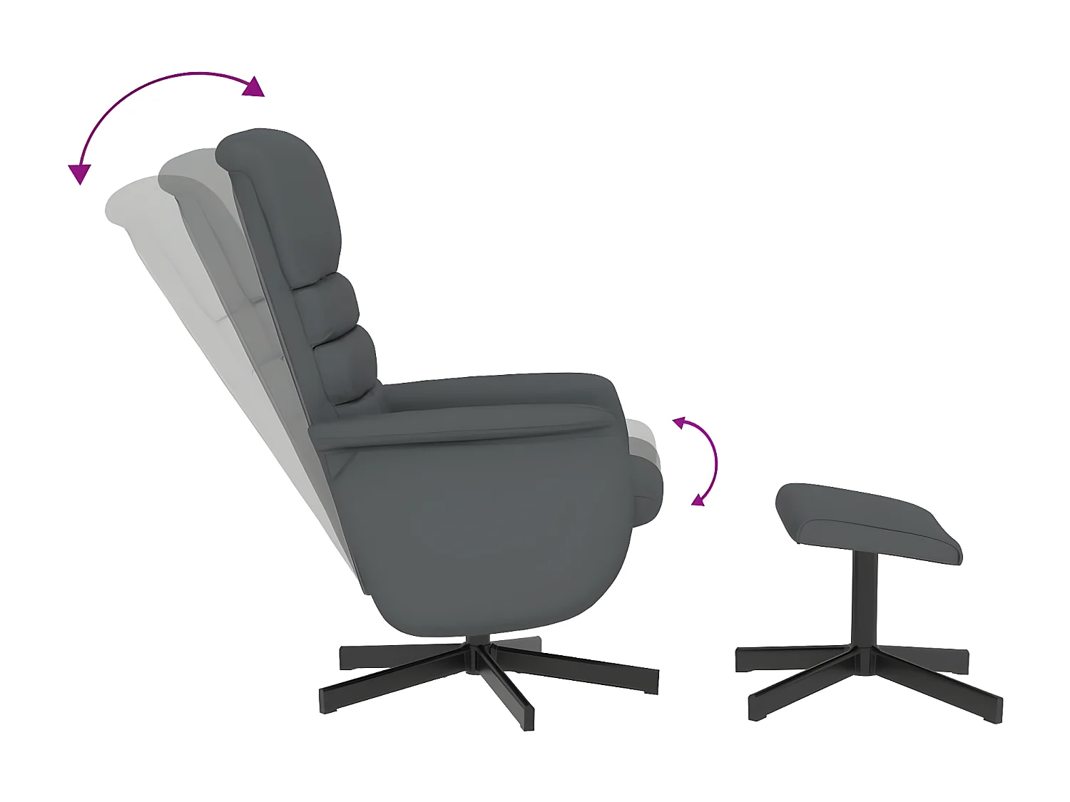 Poltrona reclinabile in ecopelle grigia con poggiapiedi