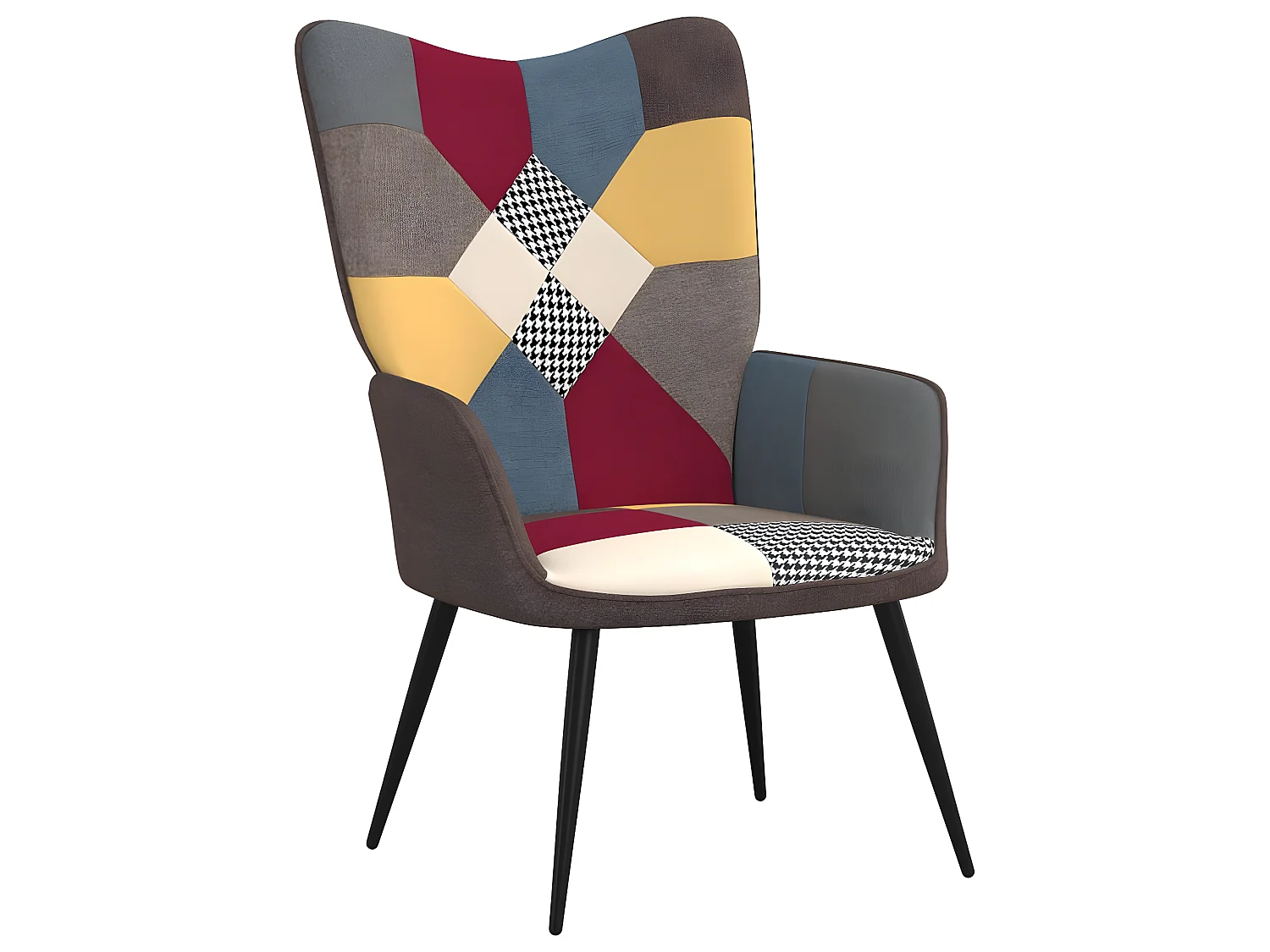 Cadeira de relaxamento com apoio para pés Tecido Patchwork