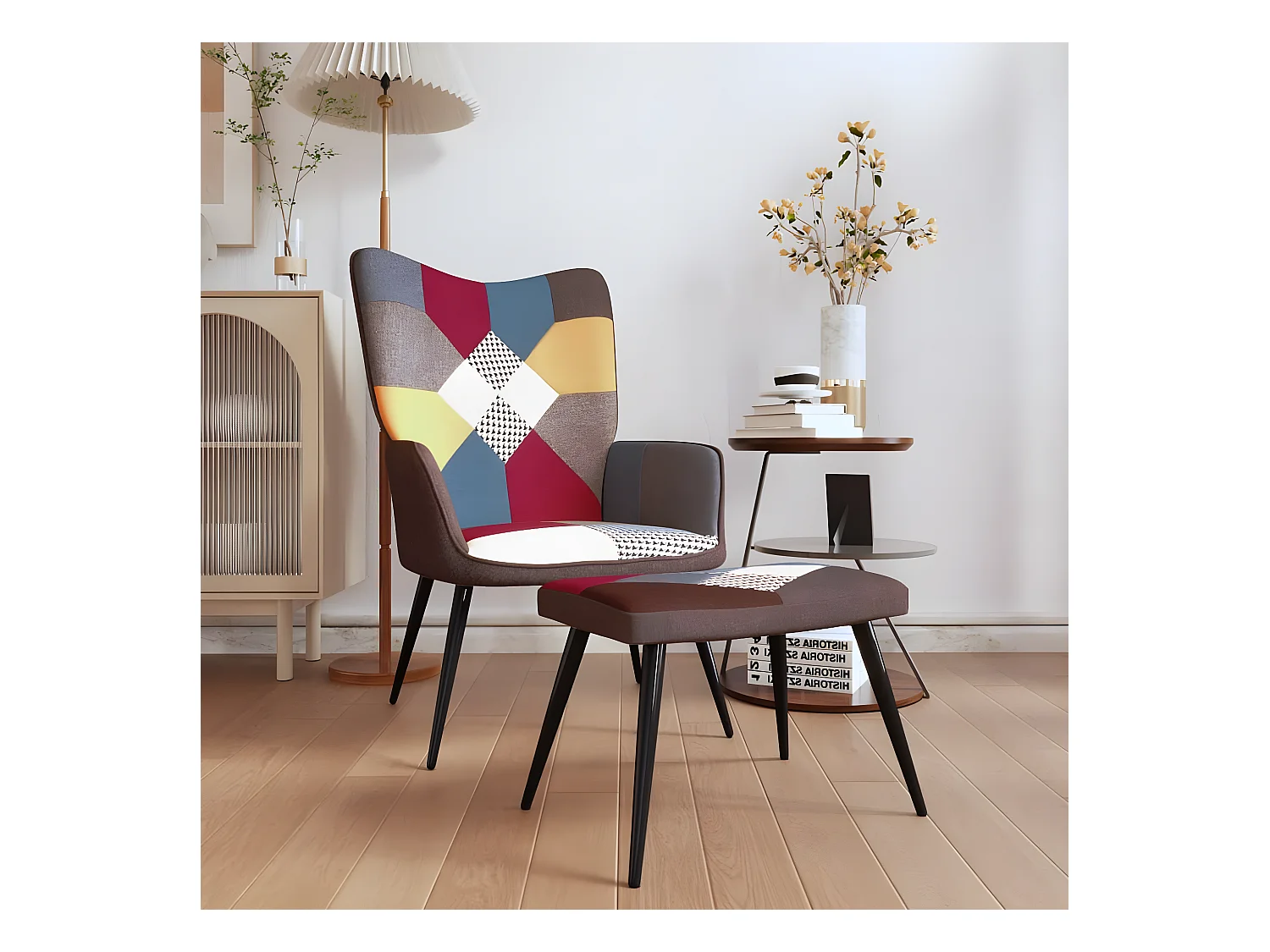 Relaxsessel mit Fußstütze Patchworkstoff