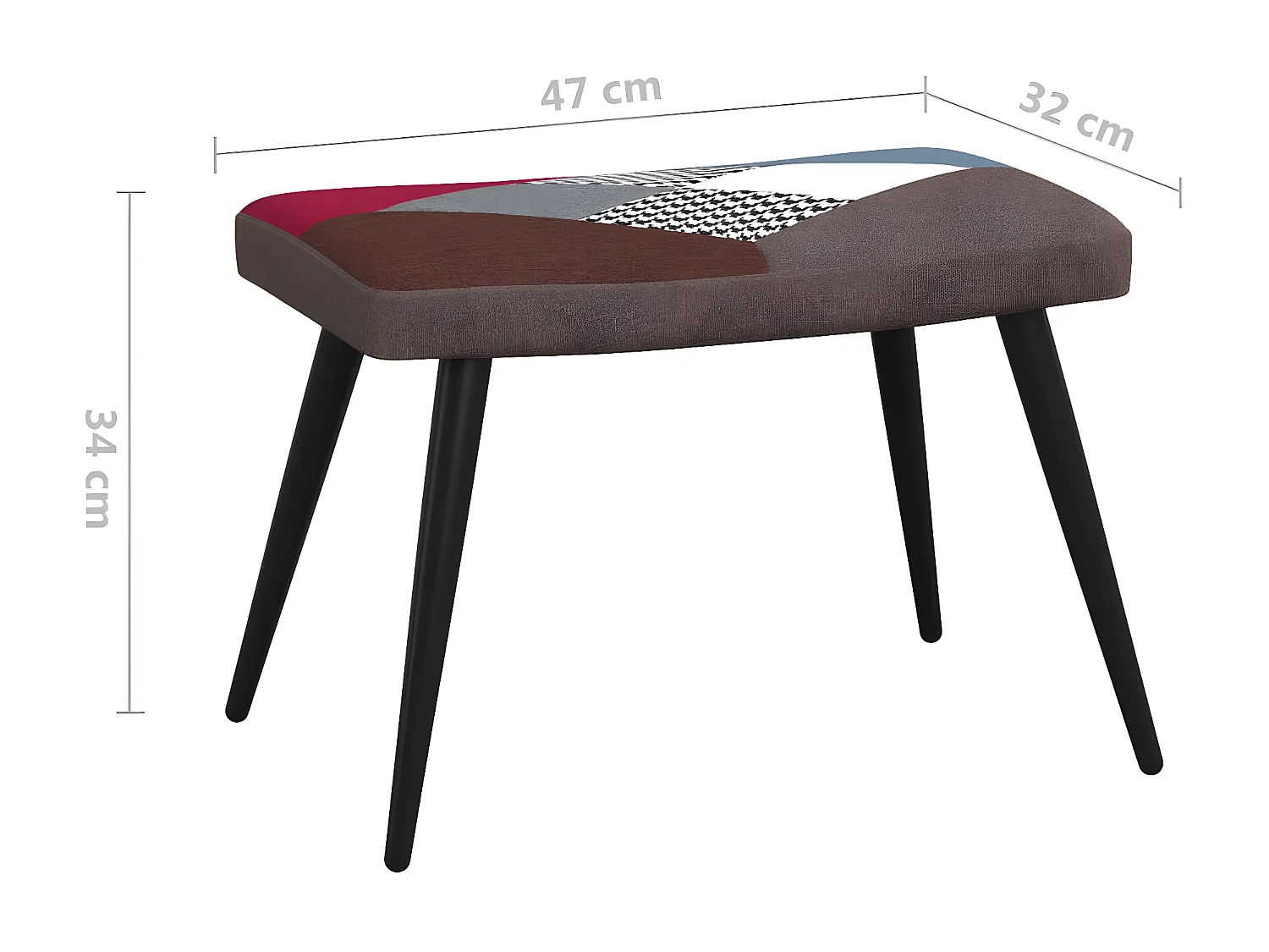 Chaise de relaxation avec repose-pied Patchwork Tissu