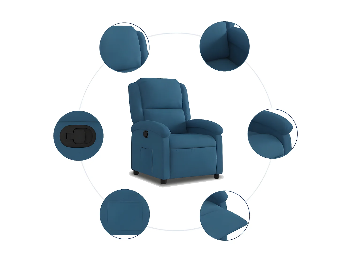 Fluweelblauwe fauteuil