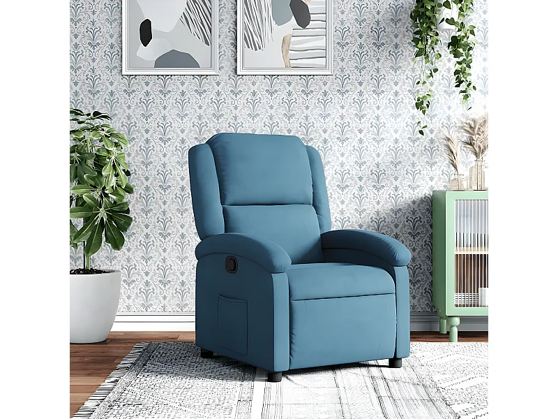 Fauteuil inclinable bleu velours