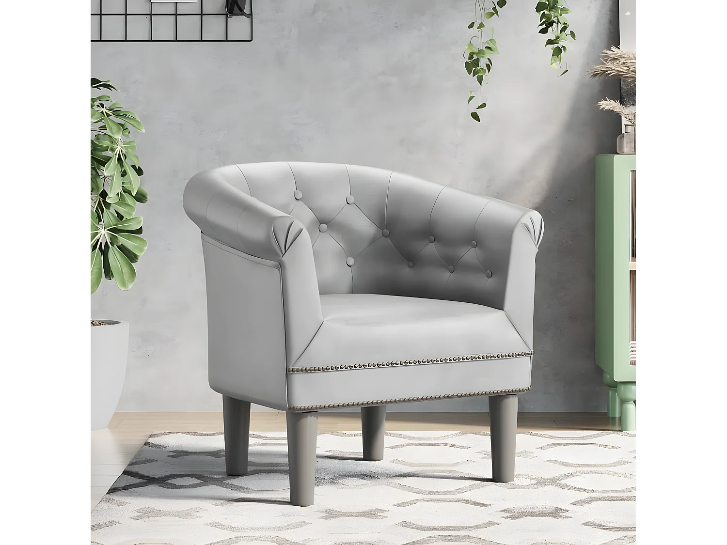 Zilverkleurige kunstleren converteerbare fauteuil