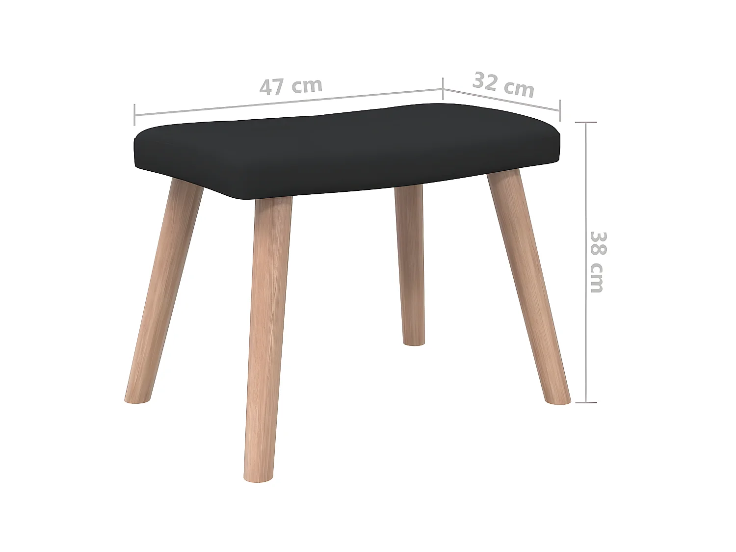 Chaise de relaxation avec tabouret Noir Tissu