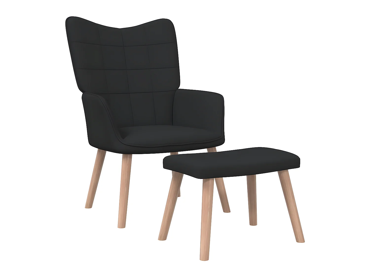 Chaise de relaxation avec tabouret Noir Tissu