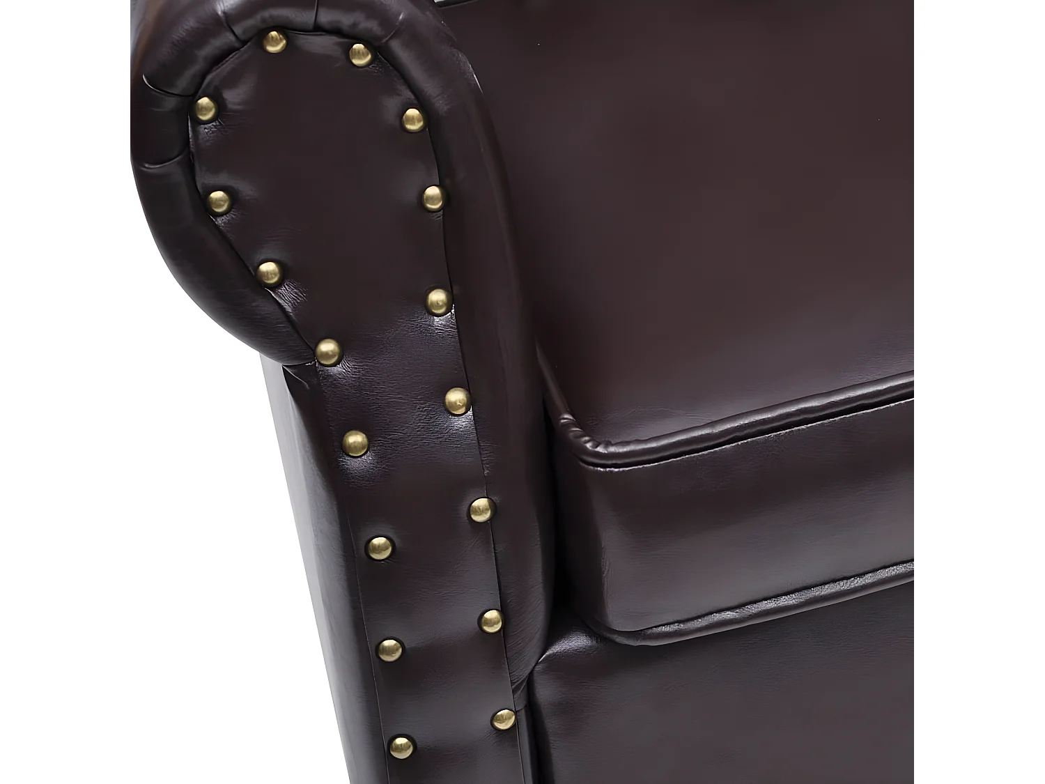 Fauteuil avec repose-pied Marron foncé Similicuir