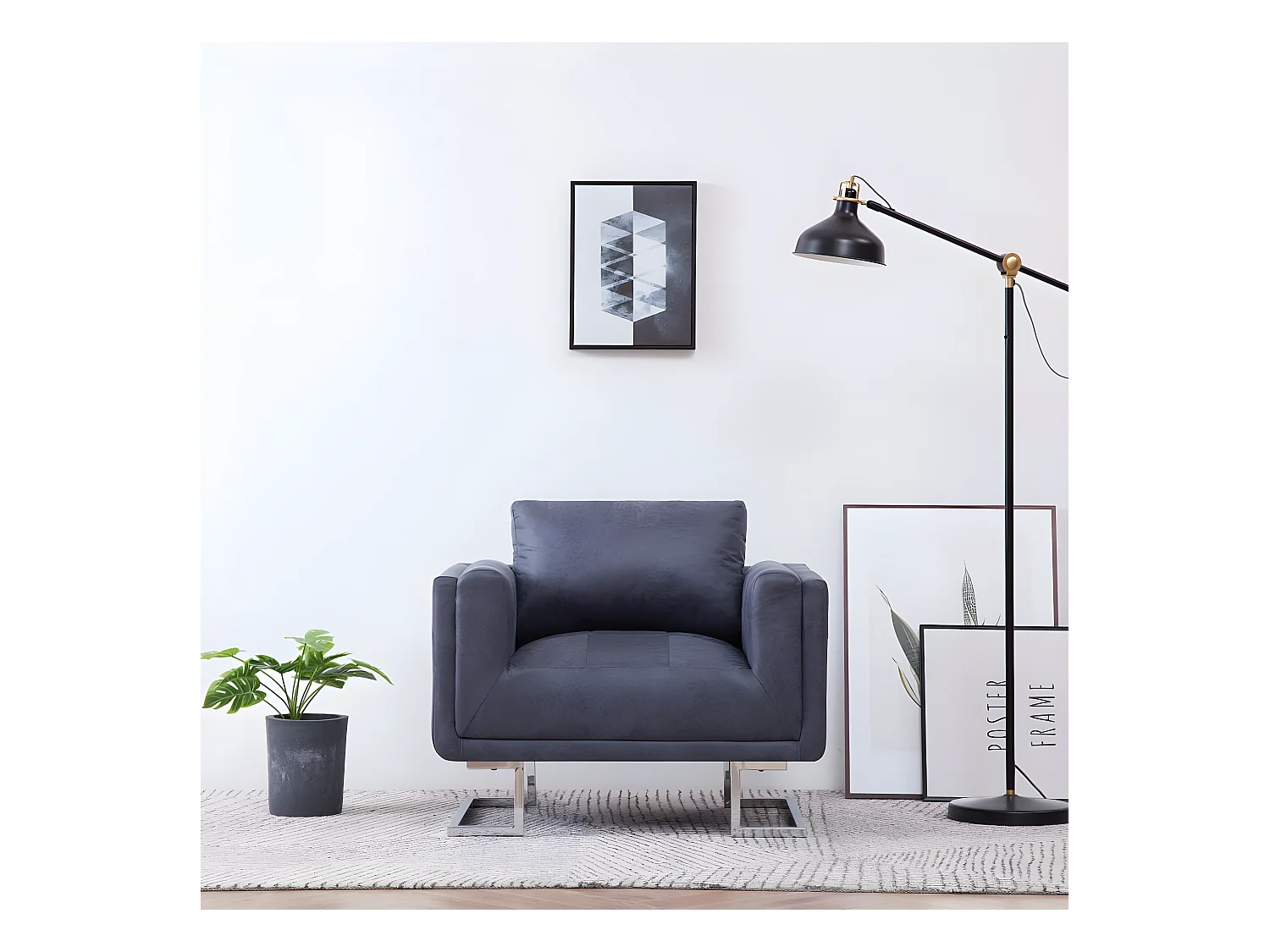 Kubusfauteuil Grijs Kunstsuède leer