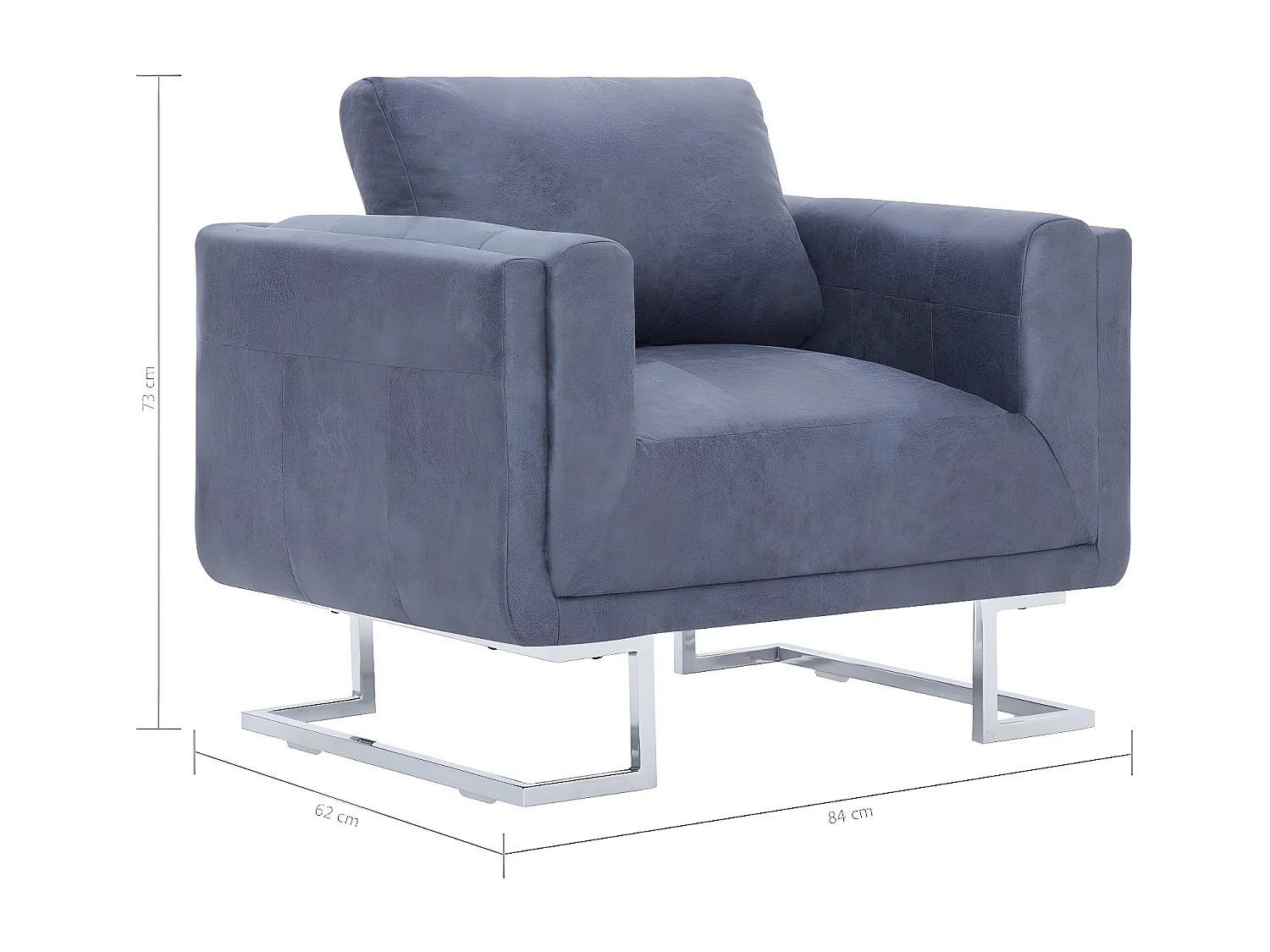 Kubusfauteuil Grijs Kunstsuède leer