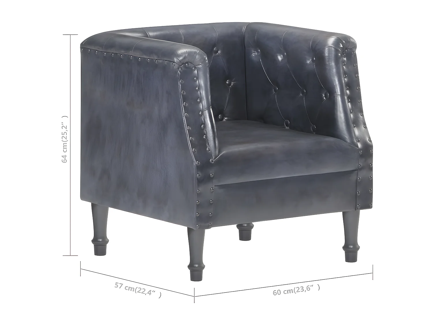 Poltrona grigia in vera pelle