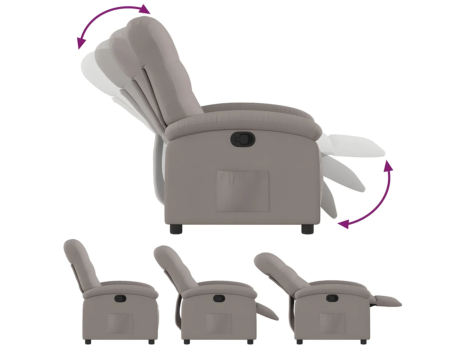 Sillón reclinable de tela color topo