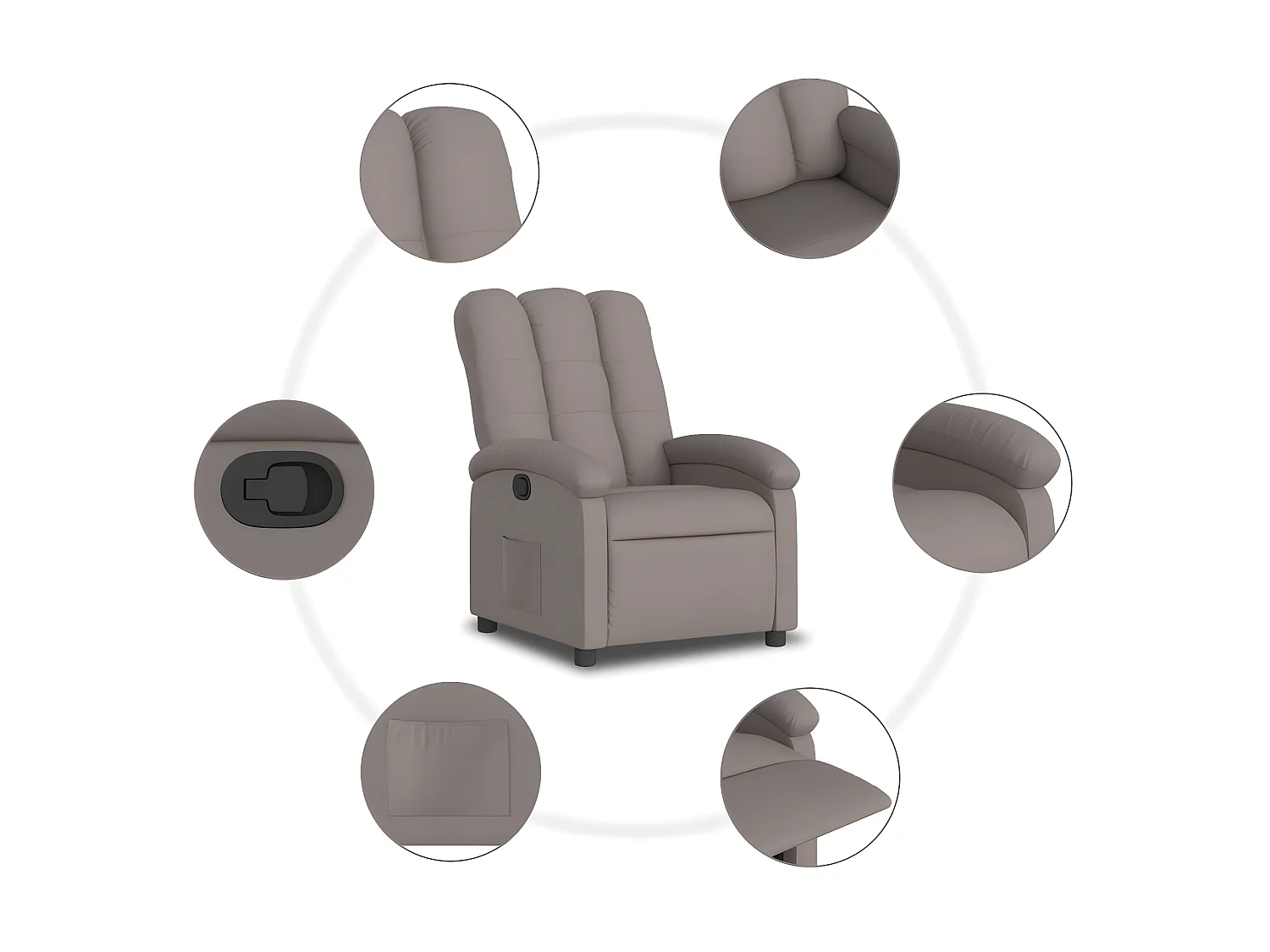 Poltrona reclinabile in tessuto tortora