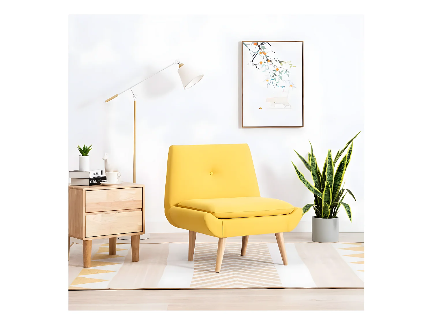 Fauteuil sans accoudoirs Jaune Tissu