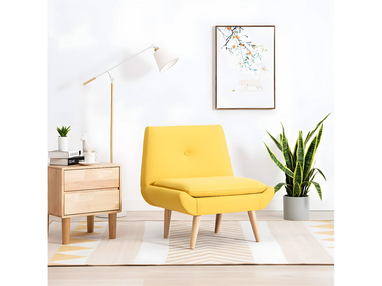 Sillón sin brazos Tela Amarilla