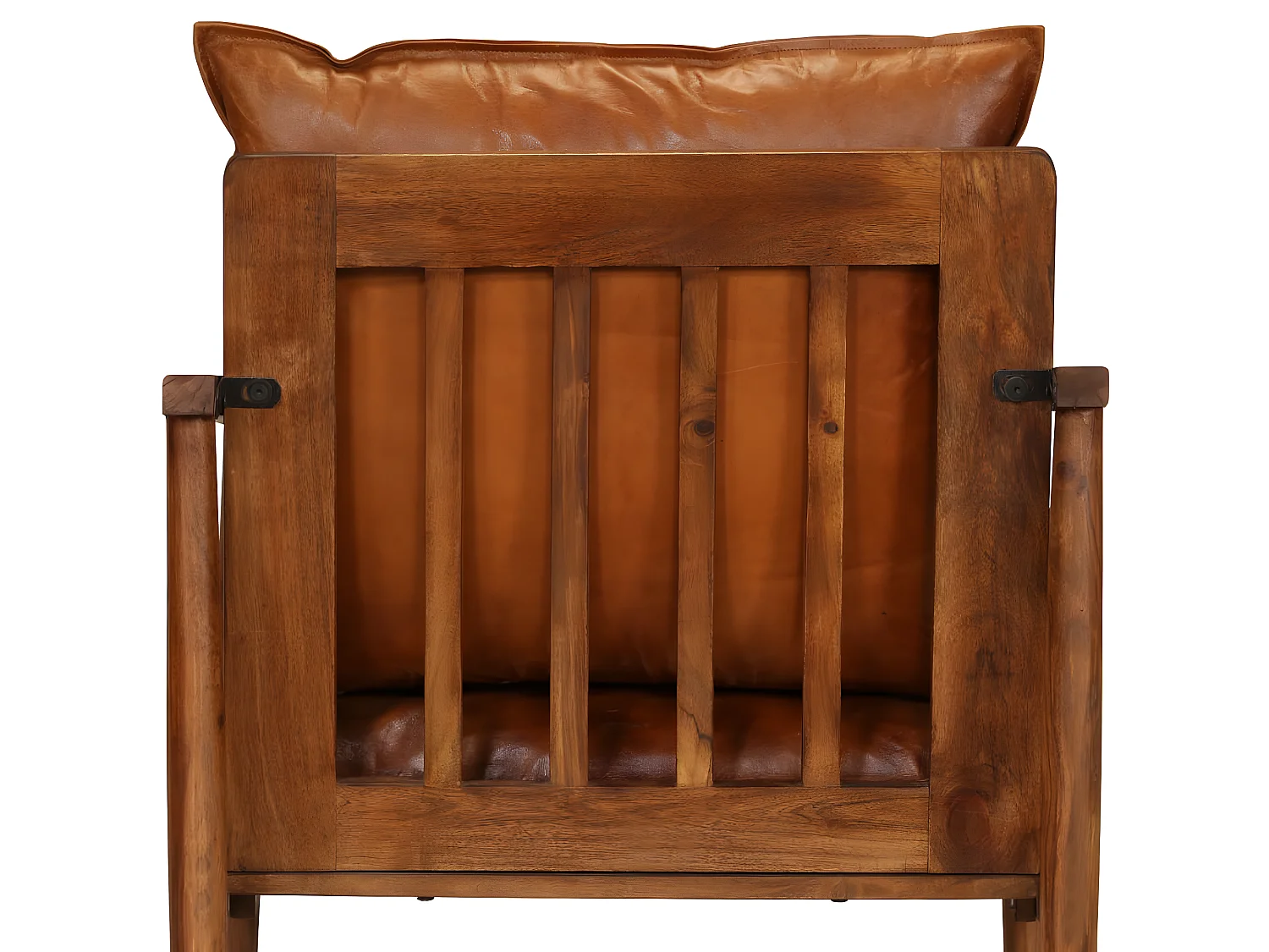 Fauteuil Marron Cuir véritable avec bois d'acacia