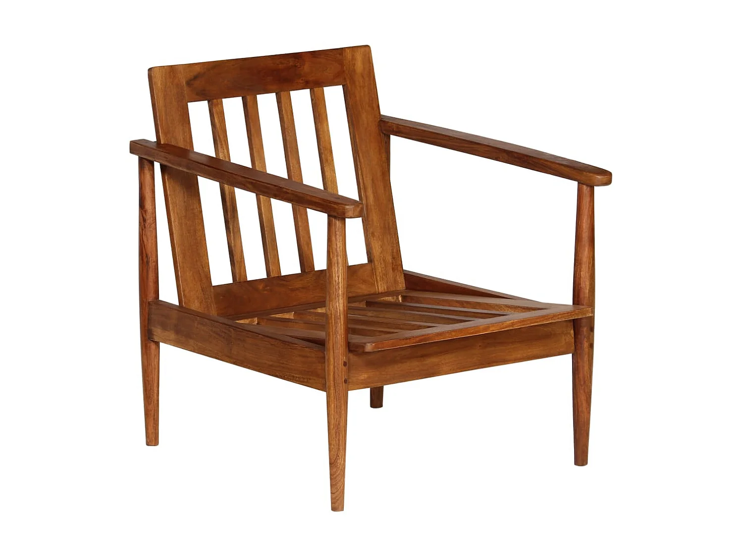 Fauteuil Marron Cuir véritable avec bois d'acacia