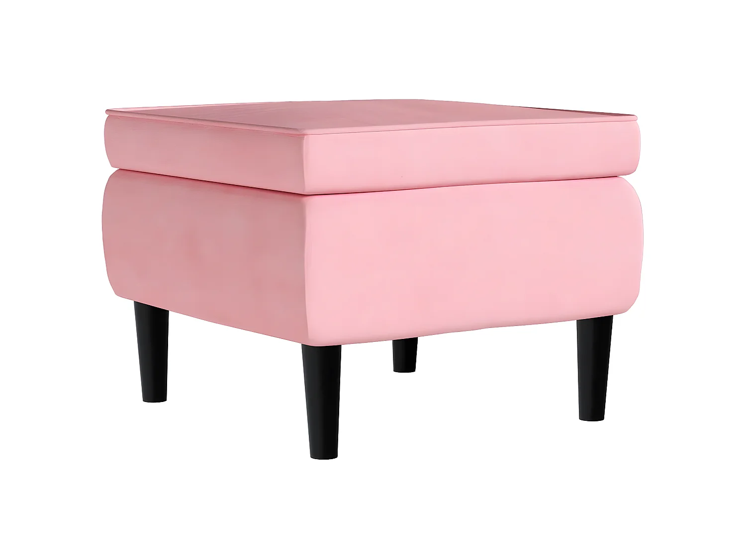 Gevleugelde fauteuil met fluwelen roze kruk