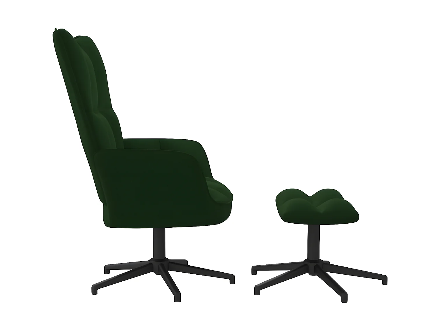 Chaise de relaxation avec repose-pied Vert foncé Velours
