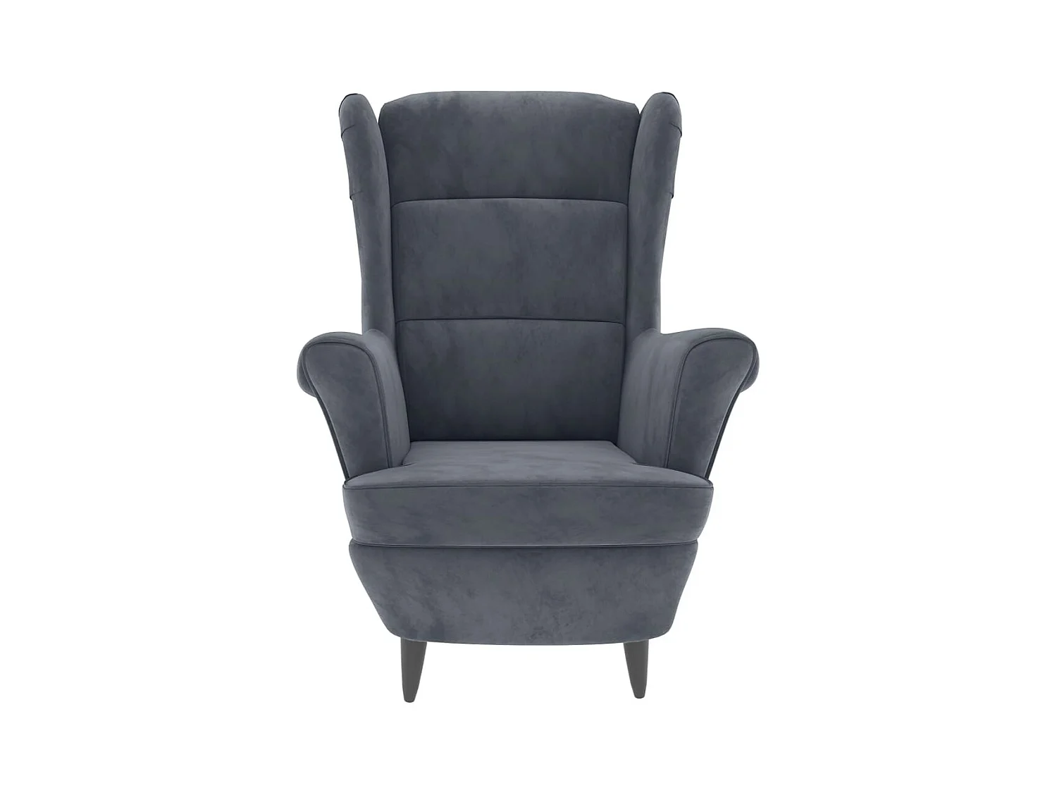 Fauteuil à oreilles avec tabouret gris foncé velours
