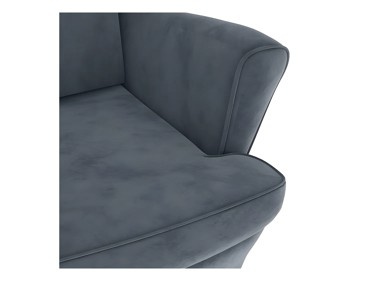 Fauteuil à oreilles avec tabouret gris foncé velours