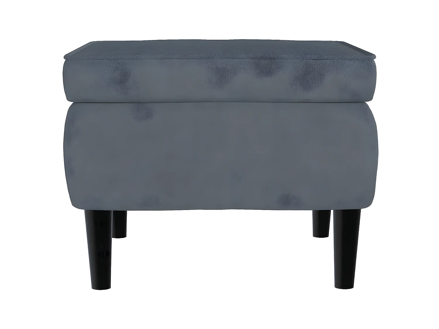 Fauteuil à oreilles avec tabouret gris foncé velours