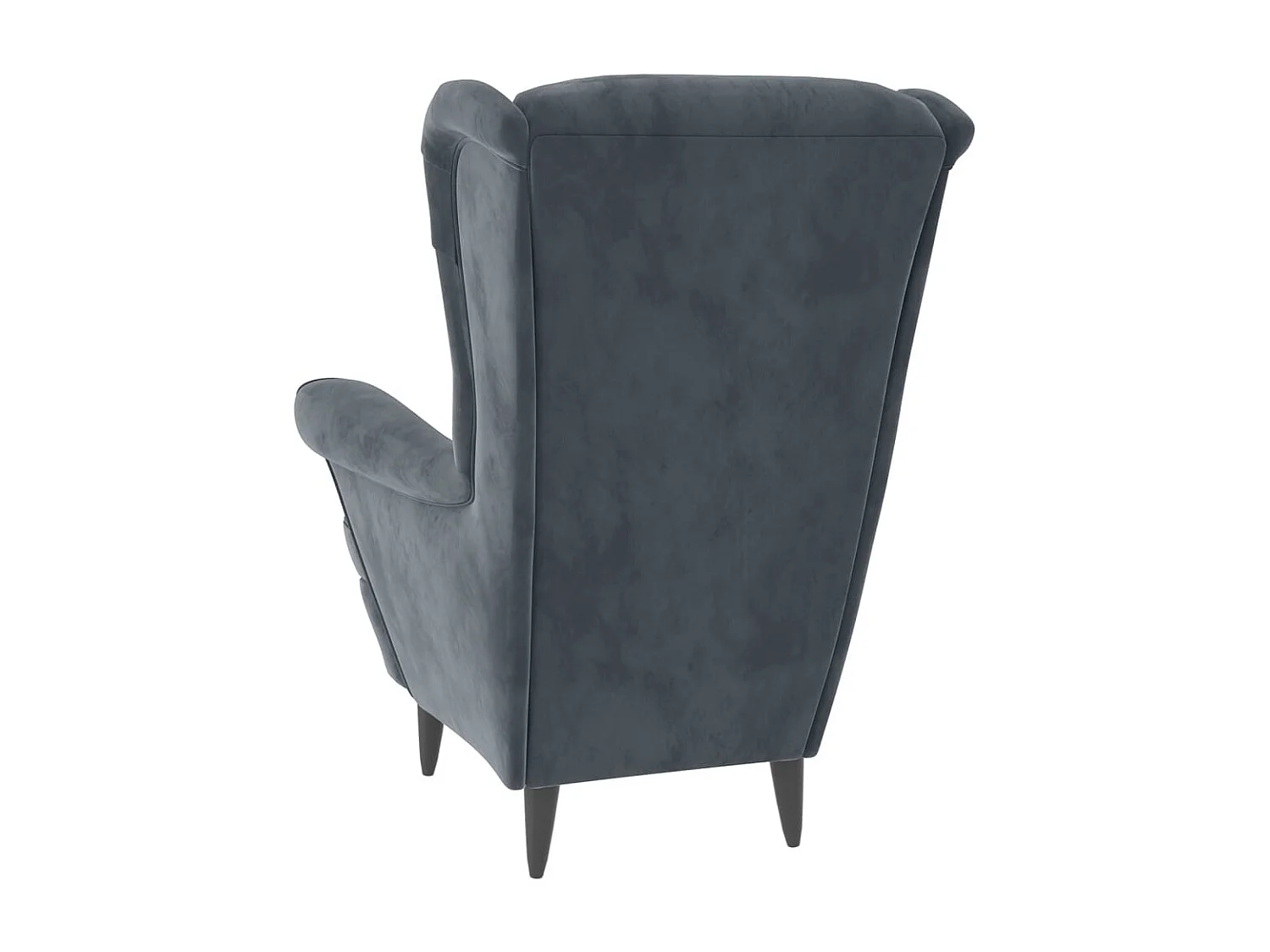 Fauteuil à oreilles avec tabouret gris foncé velours