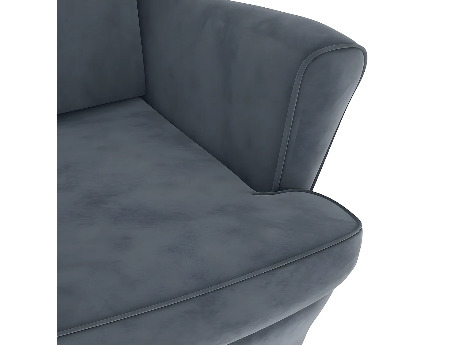 Fauteuil à oreilles avec tabouret gris foncé velours