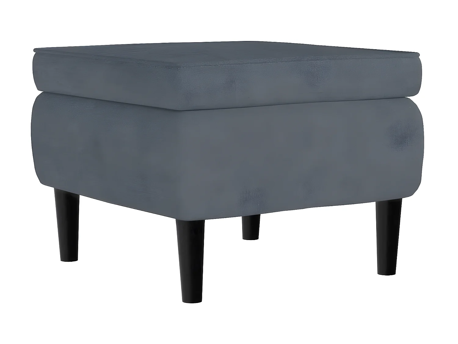 Fauteuil à oreilles avec tabouret gris foncé velours