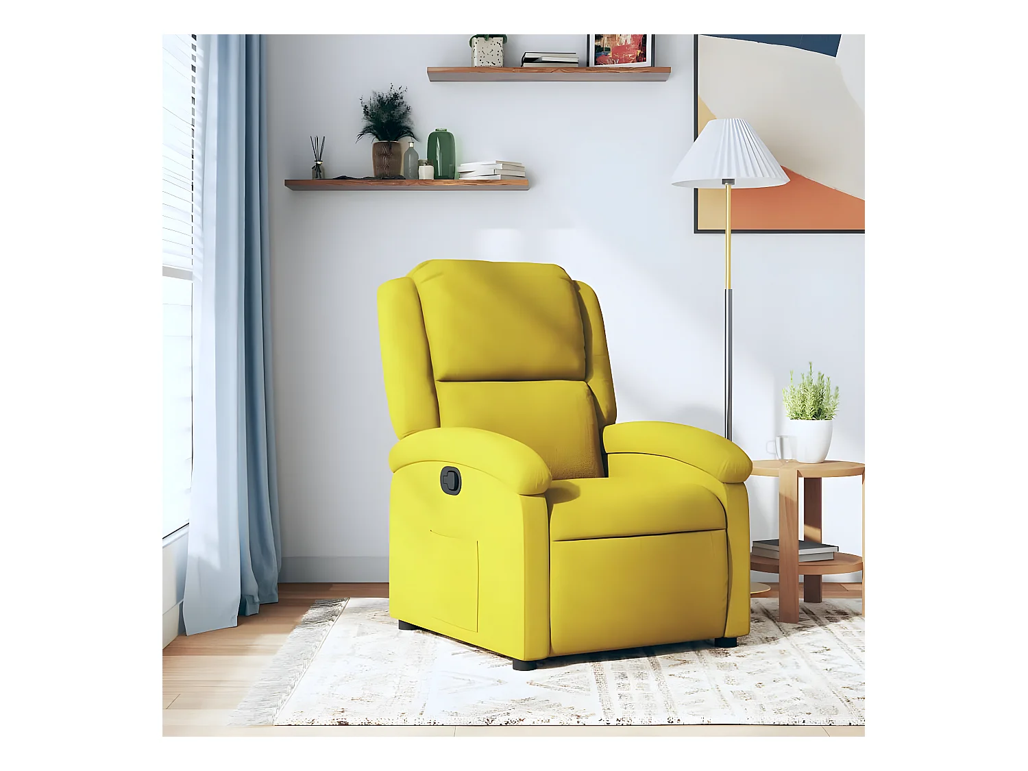 Fauteuil inclinable jaune velours