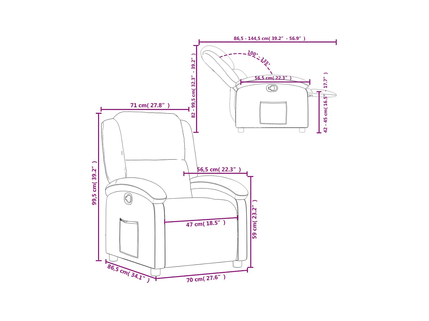 Fauteuil inclinable jaune velours