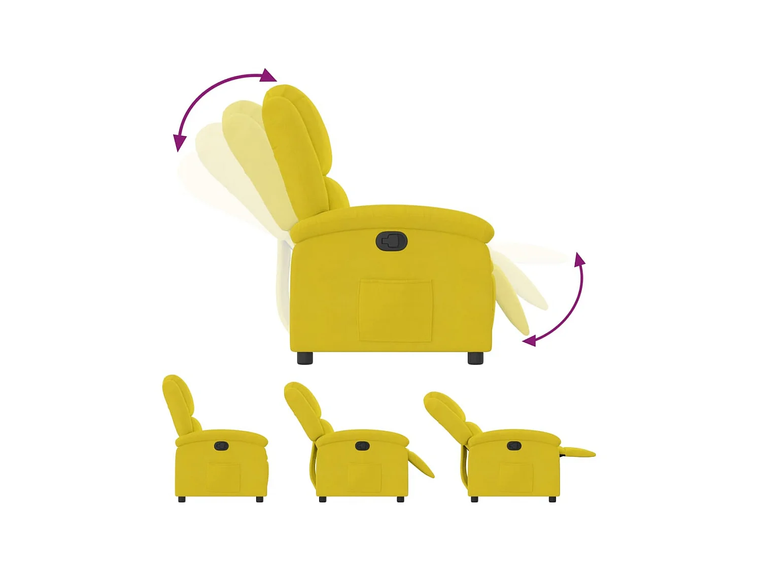 Fauteuil inclinable jaune velours
