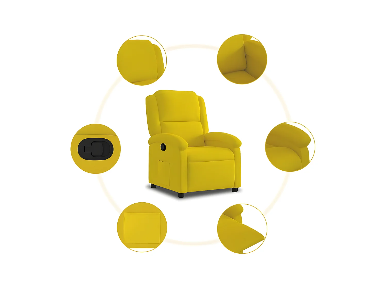 Fauteuil inclinable jaune velours